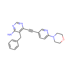 Nc1ncnc(C#Cc2ccc(N3CCOCC3)nc2)c1Cc1ccccc1 ZINC000021288931