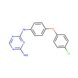 Nc1ncnc(Nc2ccc(Oc3ccc(Cl)cc3)cc2)n1 ZINC000000089519