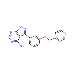 Nc1ncnc2[nH]nc(-c3cccc(OCc4ccccc4)c3)c12 ZINC000064516751