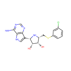 Nc1ncnc2c([C@@H]3N[C@H](CSc4cccc(Cl)c4)[C@H](O)[C@@H]3O)c[nH]c12 ZINC000101008244