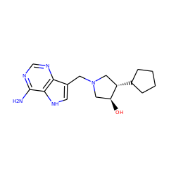 Nc1ncnc2c(CN3C[C@H](C4CCCC4)[C@@H](O)C3)c[nH]c12 ZINC000064573987