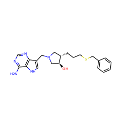 Nc1ncnc2c(CN3C[C@H](CCCSCc4ccccc4)[C@@H](O)C3)c[nH]c12 ZINC000064744284