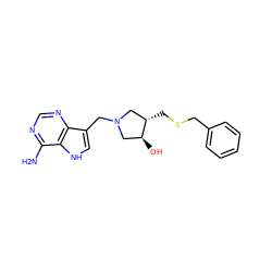 Nc1ncnc2c(CN3C[C@H](CSCc4ccccc4)[C@@H](O)C3)c[nH]c12 ZINC000013647999