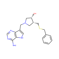 Nc1ncnc2c(CN3C[C@H](O)[C@H](CSCc4ccccc4)C3)c[nH]c12 ZINC000101025355