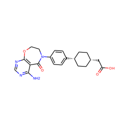 Nc1ncnc2c1C(=O)N(c1ccc([C@H]3CC[C@@H](CC(=O)O)CC3)cc1)CCO2 ZINC000116139756