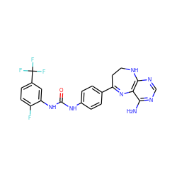 Nc1ncnc2c1N=C(c1ccc(NC(=O)Nc3cc(C(F)(F)F)ccc3F)cc1)CCN2 ZINC000029049132