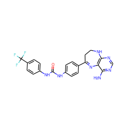 Nc1ncnc2c1N=C(c1ccc(NC(=O)Nc3ccc(C(F)(F)F)cc3)cc1)CCN2 ZINC000029049392