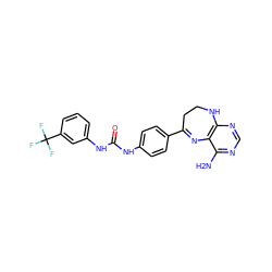 Nc1ncnc2c1N=C(c1ccc(NC(=O)Nc3cccc(C(F)(F)F)c3)cc1)CCN2 ZINC000029049403