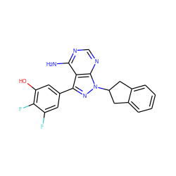 Nc1ncnc2c1c(-c1cc(O)c(F)c(F)c1)nn2C1Cc2ccccc2C1 ZINC001772618261