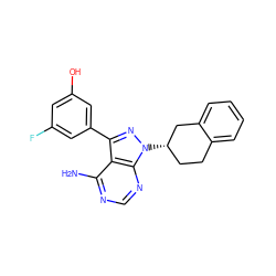 Nc1ncnc2c1c(-c1cc(O)cc(F)c1)nn2[C@H]1CCc2ccccc2C1 ZINC001772656887