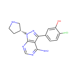 Nc1ncnc2c1c(-c1ccc(Cl)c(O)c1)nn2[C@@H]1CCNC1 ZINC000008581935