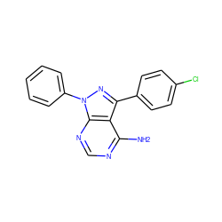 Nc1ncnc2c1c(-c1ccc(Cl)cc1)nn2-c1ccccc1 ZINC000034283173