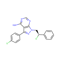 Nc1ncnc2c1c(-c1ccc(Cl)cc1)nn2C[C@H](Cl)c1ccccc1 ZINC000473136944