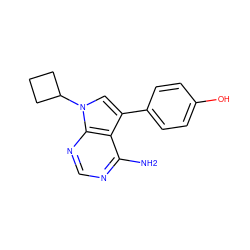 Nc1ncnc2c1c(-c1ccc(O)cc1)cn2C1CCC1 ZINC000027899461