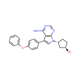 Nc1ncnc2c1c(-c1ccc(Oc3ccccc3)cc1)cn2[C@@H]1CC[C@@H](O)C1 ZINC000026274244