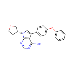 Nc1ncnc2c1c(-c1ccc(Oc3ccccc3)cc1)cn2[C@@H]1CCOC1 ZINC000008582028