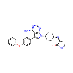 Nc1ncnc2c1c(-c1ccc(Oc3ccccc3)cc1)cn2[C@H]1CC[C@H](N[C@H]2CCNC2=O)CC1 ZINC001772598293