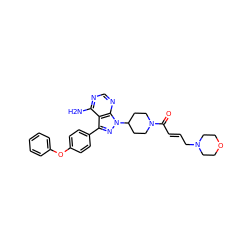 Nc1ncnc2c1c(-c1ccc(Oc3ccccc3)cc1)nn2C1CCN(C(=O)/C=C/CN2CCOCC2)CC1 ZINC000137903518