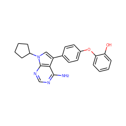 Nc1ncnc2c1c(-c1ccc(Oc3ccccc3O)cc1)cn2C1CCCC1 ZINC000003832410