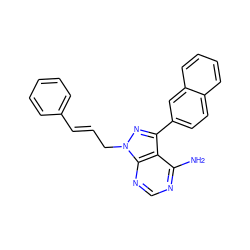 Nc1ncnc2c1c(-c1ccc3ccccc3c1)nn2C/C=C/c1ccccc1 ZINC000064479877