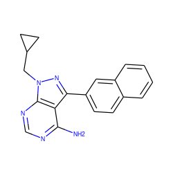 Nc1ncnc2c1c(-c1ccc3ccccc3c1)nn2CC1CC1 ZINC000064527616