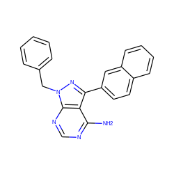 Nc1ncnc2c1c(-c1ccc3ccccc3c1)nn2Cc1ccccc1 ZINC000064510309