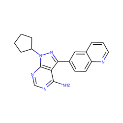 Nc1ncnc2c1c(-c1ccc3ncccc3c1)nn2C1CCCC1 ZINC000064510325