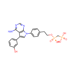 Nc1ncnc2c1c(-c1cccc(O)c1)cn2-c1ccc(CCO[P@](=O)(O)CP(=O)(O)O)cc1 ZINC000013538667