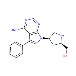 Nc1ncnc2c1c(-c1ccccc1)cn2[C@H]1CN[C@@H](CO)C1 ZINC000027901381