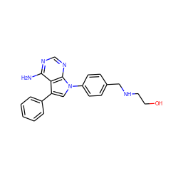 Nc1ncnc2c1c(-c1ccccc1)cn2-c1ccc(CNCCO)cc1 ZINC000003832343