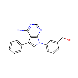 Nc1ncnc2c1c(-c1ccccc1)cn2-c1cccc(CO)c1 ZINC000003815366