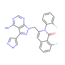 Nc1ncnc2c1c(-c1cn[nH]c1)nn2Cc1cc2cccc(F)c2c(=O)n1-c1ccccc1F ZINC000145973503