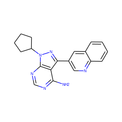 Nc1ncnc2c1c(-c1cnc3ccccc3c1)nn2C1CCCC1 ZINC000064531788