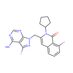 Nc1ncnc2c1c(I)nn2Cc1cc2cccc(I)c2c(=O)n1C1CCCC1 ZINC001772571398