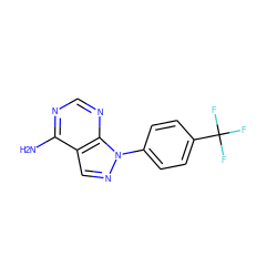 Nc1ncnc2c1cnn2-c1ccc(C(F)(F)F)cc1 ZINC000040864350