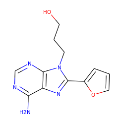 Nc1ncnc2c1nc(-c1ccco1)n2CCCO ZINC000103272032