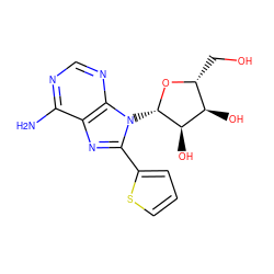 Nc1ncnc2c1nc(-c1cccs1)n2[C@@H]1O[C@H](CO)[C@@H](O)[C@H]1O ZINC000013738935