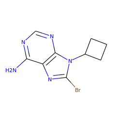 Nc1ncnc2c1nc(Br)n2C1CCC1 ZINC000040406508