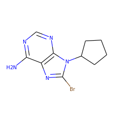 Nc1ncnc2c1nc(Br)n2C1CCCC1 ZINC000040379288