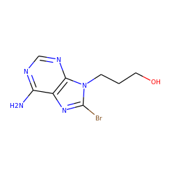 Nc1ncnc2c1nc(Br)n2CCCO ZINC000040914316