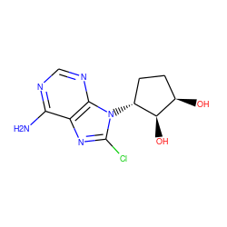 Nc1ncnc2c1nc(Cl)n2[C@@H]1CC[C@@H](O)[C@H]1O ZINC000169349398