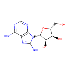 Nc1ncnc2c1nc(N)n2[C@@H]1O[C@H](CO)[C@@H](O)[C@H]1O ZINC000005163030