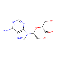 Nc1ncnc2c1ncn2[C@@H](CO)O[C@@H](C=O)CO ZINC000028770785