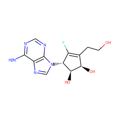 Nc1ncnc2c1ncn2[C@@H]1C(F)=C(CCO)[C@@H](O)[C@H]1O ZINC000200913702