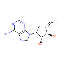 Nc1ncnc2c1ncn2[C@@H]1C/C(=C/F)[C@@H](O)[C@@H]1O ZINC000029408246