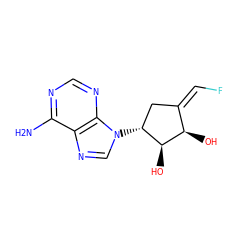 Nc1ncnc2c1ncn2[C@@H]1C/C(=C/F)[C@@H](O)[C@H]1O ZINC000029466566