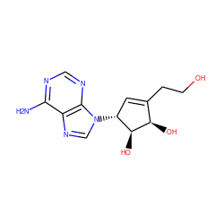 Nc1ncnc2c1ncn2[C@@H]1C=C(CCO)[C@@H](O)[C@H]1O ZINC000003826694