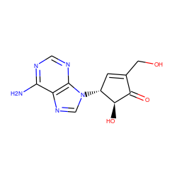 Nc1ncnc2c1ncn2[C@@H]1C=C(CO)C(=O)[C@H]1O ZINC000029214590