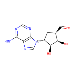 Nc1ncnc2c1ncn2[C@@H]1C[C@@H](C=O)[C@@H](O)[C@H]1O ZINC000013604262