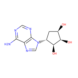 Nc1ncnc2c1ncn2[C@@H]1C[C@@H](O)[C@@H](O)[C@H]1O ZINC000003600042